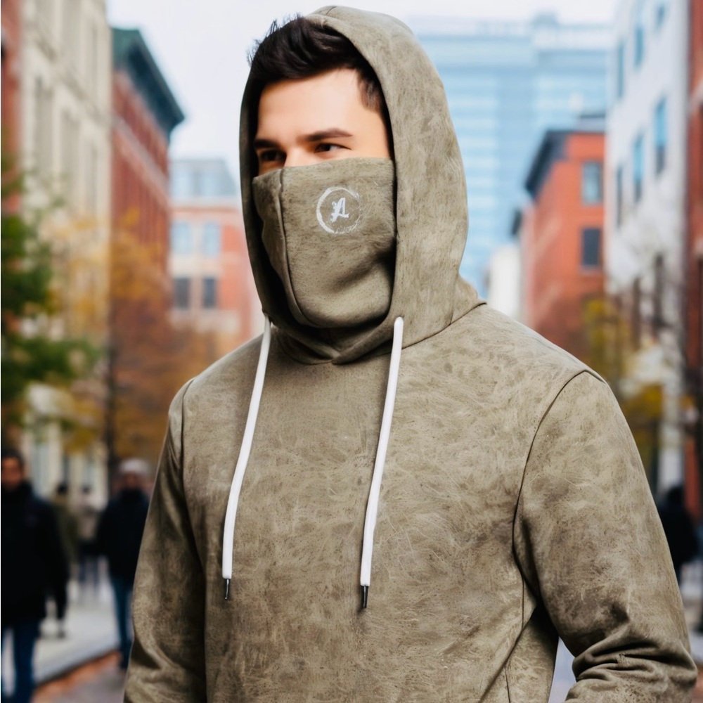 Love Ovah Hate Heavy Fleece Hoodie with Mask.